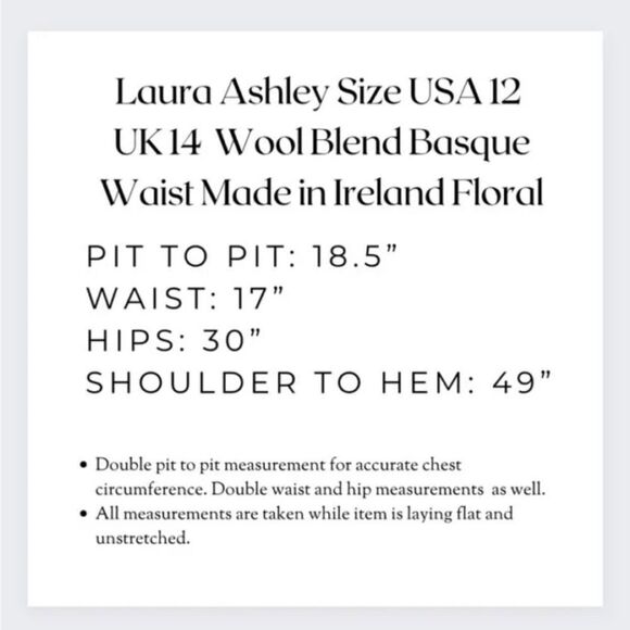 Laura Ashley Size USA 12 Floral Basque Waist Button Tea‎ Dress Made In Ireland - Picture 16 of 16